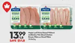 Longo's Prime Raised Without Antibiotics Thin Sliced Chicken Breast, Fillets or Diced FIllets offer