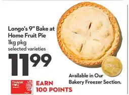 Longo's 9 Bake at Home Fruit Pie offer