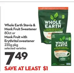 Longo's Stevia & Monk Fruit Sweetener 80ct or Monk Fruit with Erythritol sweetener 235g pkg offer