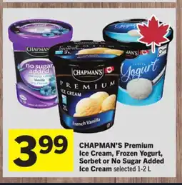 Foodland CHAPMAN'S Premium Ice Cream, Frozen Yogurt, Sorbet or No Sugar Added Ice Cream offer