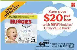 Real Canadian Superstore HUGGIES SNUG AND DRY SIZES, 3-6, 132-198 ct offer