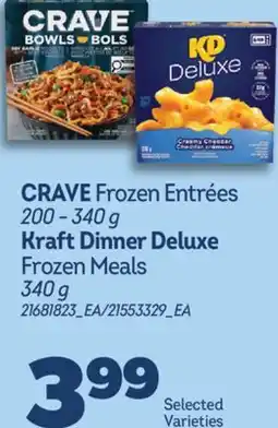 Real Canadian Superstore CRAVE FROZEN ENTRÉES, 200-340 G KRAFT DINNER DELUXE FROZEN MEALS, 340 G offer