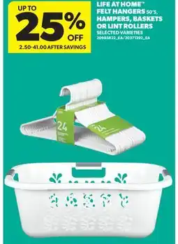 Real Canadian Superstore LIFE AT HOME FELT HANGERS 50'S, HAMPERS, BASKETS OR LINT ROLLERS offer