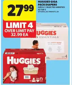 Real Canadian Superstore HUGGIES GIGA PACK DIAPERS, 42-128'S offer