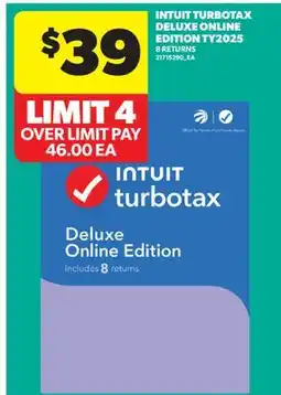 Real Canadian Superstore INTUIT TURBOTAX DELUXE ONLINE EDITION TY2025, 8 RETURNS offer