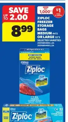Real Canadian Superstore ZIPLOC FREEZER STORAGE BAGS MEDIUM 44' S OR LARGE 32' S offer