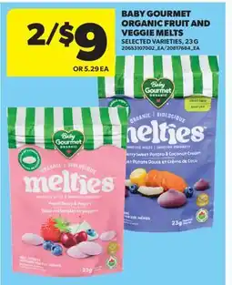 Real Canadian Superstore BABY GOURMET ORGANIC FRUIT AND VEGGIE MELTS offer