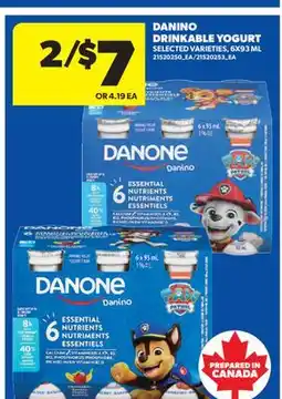 Real Canadian Superstore DANINO DRINKABLE YOGURT offer
