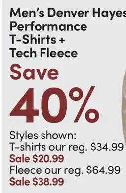 Mark's Men's Denver Hayes Performance T-Shirts + Tech Fleece offer