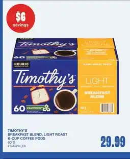 Wholesale Club BREAKFAST BLEND, LIGHT ROAST K-CUP COFFEE PODS, 60'S offer