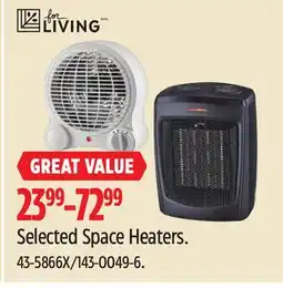 Canadian Tire FOR LIVING Selected Space Heaters offer