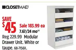 Canadian Tire Closetmaid Modular Drawer Unit. White or taupe offer