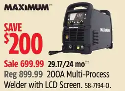 Canadian Tire MAXIMUM 200A Multi-Process Welder with LCD Screen offer