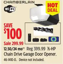 Canadian Tire Chamberlain 1⁄2-HP Chain Drive Garage Door Opener offer