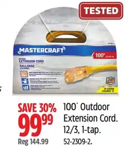 Canadian Tire Mastercraft 100´ Outdoor Extension Cord offer