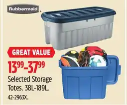 Canadian Tire Rubbermaid Selected Storage Totes offer