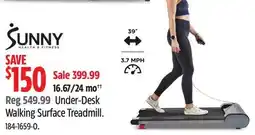 Canadian Tire Sunny Health Fitness Under-Desk Walking Surface Treadmill offer