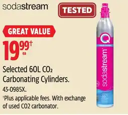Canadian Tire SodaStream Selected 60L CO2 Carbonating Cylinders offer