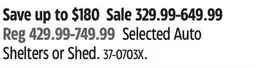 Canadian Tire ShelterLogic Selected Auto Shelters or Shed offer