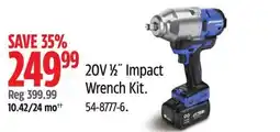 Canadian Tire Mastercraft 20V 1β2Λ Impact Wrench Kit offer