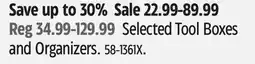 Canadian Tire Selected Tool Boxes and Organizers offer