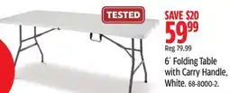 Canadian Tire For Living 6´ Folding Table with Carry Handle, White offer
