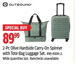 Canadian Tire Outbound 2-Pc Olive Hardside Carry-On Spinner with Tote Bag Luggage Set offer