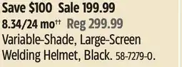 Canadian Tire Variable-Shade, Large-Screen Welding Helmet, Black offer