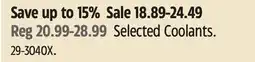 Canadian Tire Selected Coolants offer