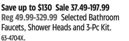 Canadian Tire Selected Bathroom Faucets, Shower Heads and 3-Pc Kit offer
