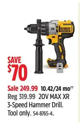 Canadian Tire DEWALT 20V MAX XR 3-Speed Hammer Drill. Tool only offer
