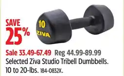 Canadian Tire Selected Ziva Studio Tribell Dumbbells offer