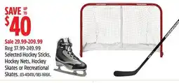 Canadian Tire Sherwood Selected Hockey Sticks, Hockey Nets, Hockey Skates or Recreational Skates offer