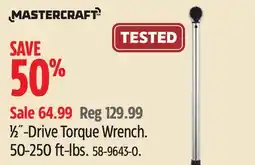 Canadian Tire Mastercraft 1⁄2˝-Drive Torque Wrench offer