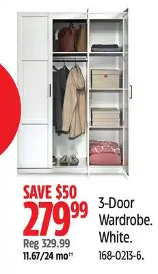 Canadian Tire Sauder 3-Door Wardrobe White offer