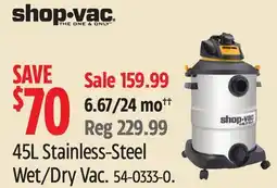 Canadian Tire shop-Vac 45L Stainless-Steel Wet/Dry Vac offer