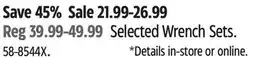 Canadian Tire Mastercraft Selected Wrench Sets offer