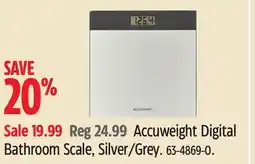Canadian Tire Accuweight Digital Bathroom Scale, Silver/Grey offer