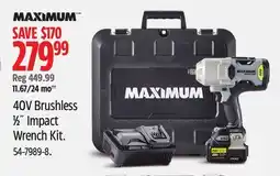 Canadian Tire Maximum 40V Brushless 1⁄2˝ Impact Wrench Kit offer