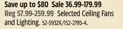 Canadian Tire Sunforce Selected Ceiling Fans and Lighting offer
