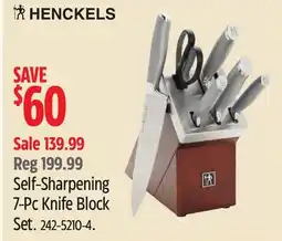 Canadian Tire HENCKELS Self-Sharpening 7-Pc Knife Block Set offer