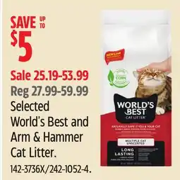 Canadian Tire World's Best Cat Litter Selected World's and Arm & Hammer Cat Litter offer