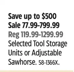 Canadian Tire MAXIMUM Selected Tool Storage Units or Adjustable Sawhorse offer
