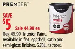 Canadian Tire Premier Interior Paint. Available in flat, eggshell, satin and semi-gloss finishes offer