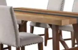 The Brick Boden 7pc Dining Set with Table & 6 Nailhead Trim Chairs, Trestle Base, 78W - Brown & Beige offer