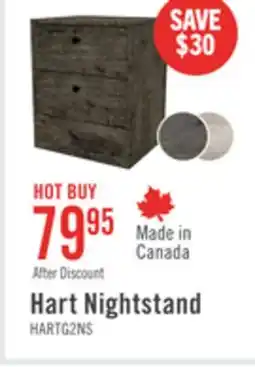 The Brick Hart Bedside 2-Drawer Nightstand, 18.4W x 22.2H, Made in Canada - Grey offer