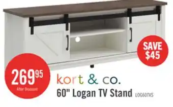 The Brick Kort & Co. Logan Traditional 60 TV Stand with Storage – Walnut Oak offer