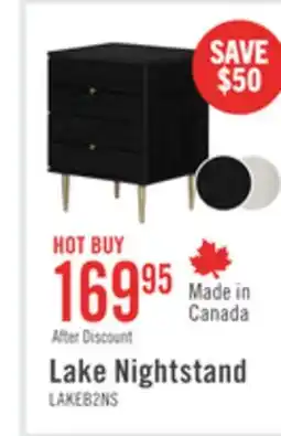 The Brick Lake Bedside 2-Drawer Nightstand, 19.5W x 25.5H, Made in Canada, Glam - Black offer