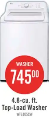 The Brick LG 4.8 Cu. Ft. Top-Load High-Efficiency Washer - White - WT6105CW offer