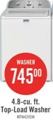 The Brick Maytag 4.8 Cu. Ft. Top Load Washer – White - MTW4205SW offer